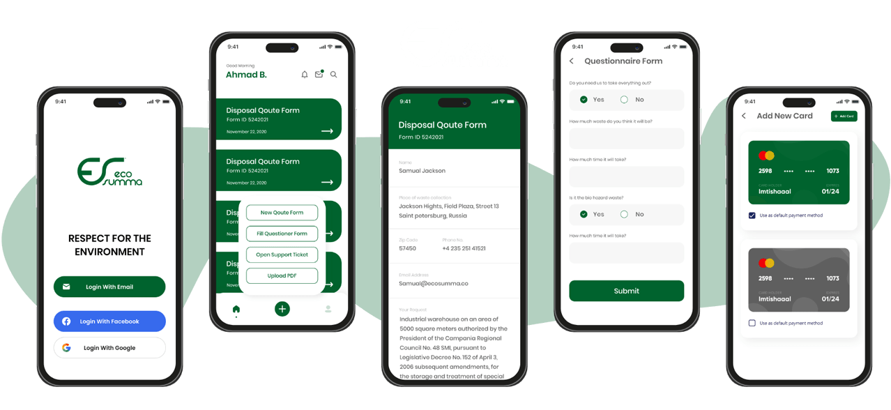 Eco Summa mobile app interface - Codexia Technologies