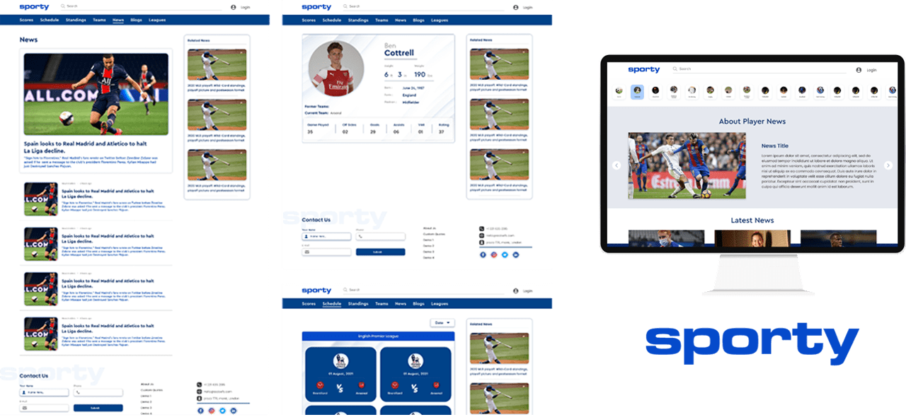 Sporty web application interface - Codexia Technologies