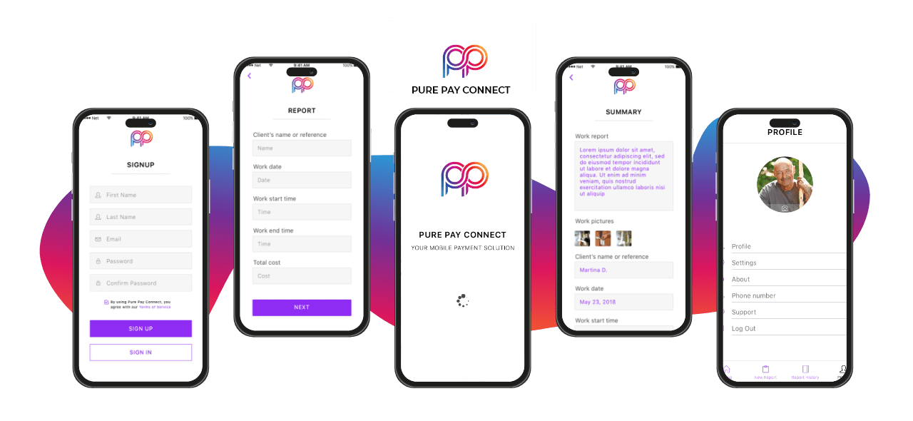 PurePay Connect mobile application interface - Codexia Technologies