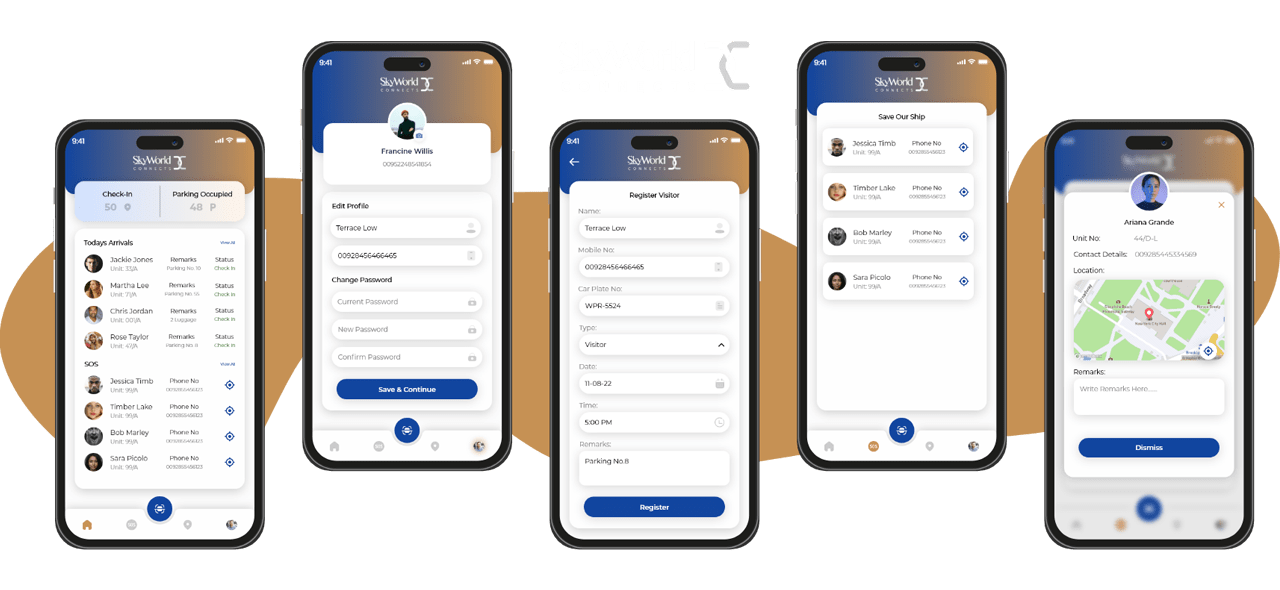 SkyWorld mobile application interface - Codexia Technologies
