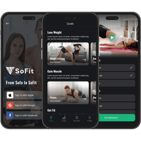 SoFit Home Workout mobile application interface - Codexia Technologies