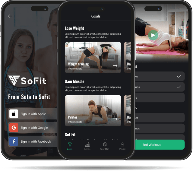 SoFit Home Workout mobile application interface - Codexia Technologies
