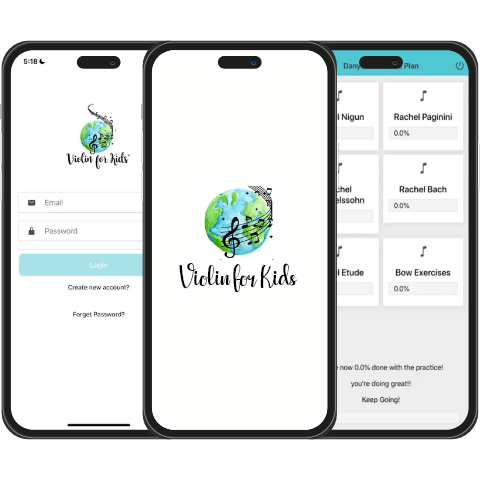 Violin For Kids mobile app interface - Codexia Technologies