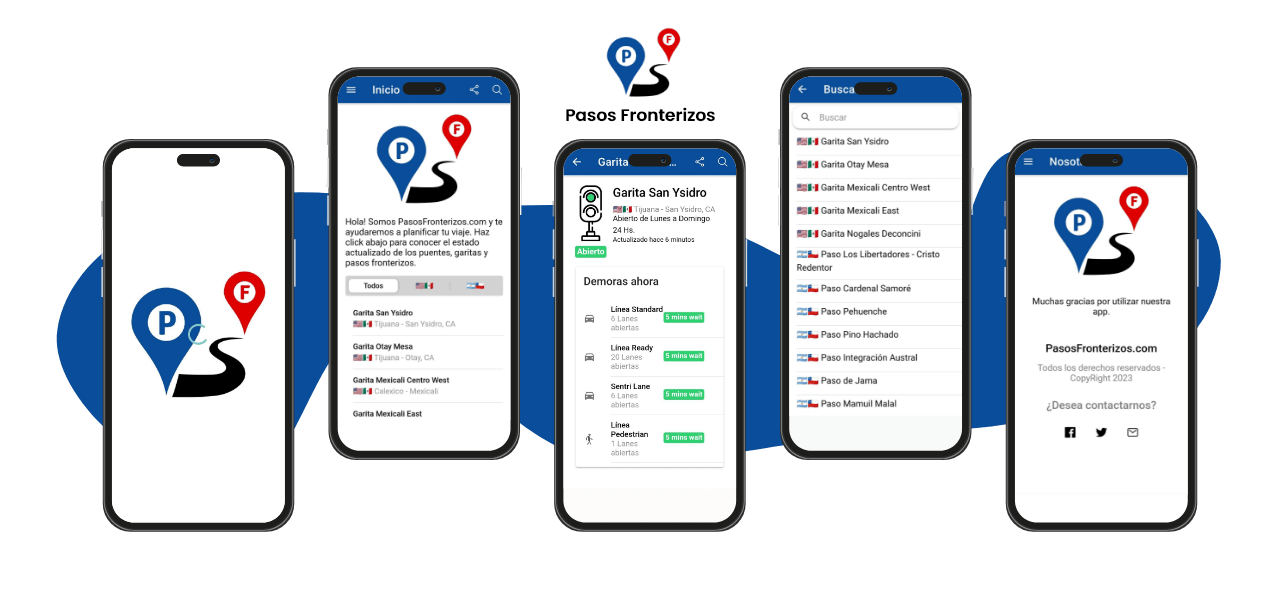 Pasos Fronterizos mobile app interface - Codexia Technologies